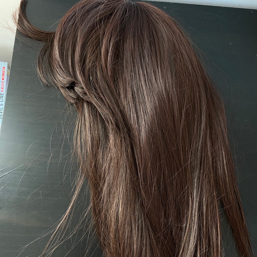 Brown short wig with bangs